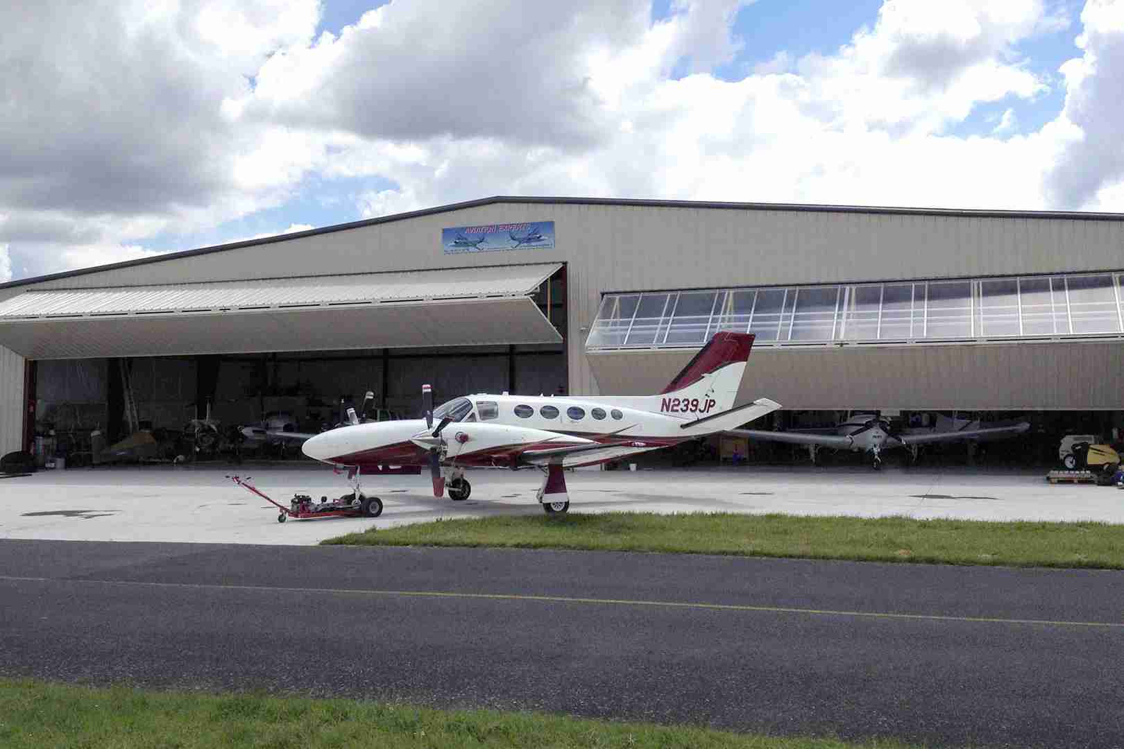 hangar with two bifold doors